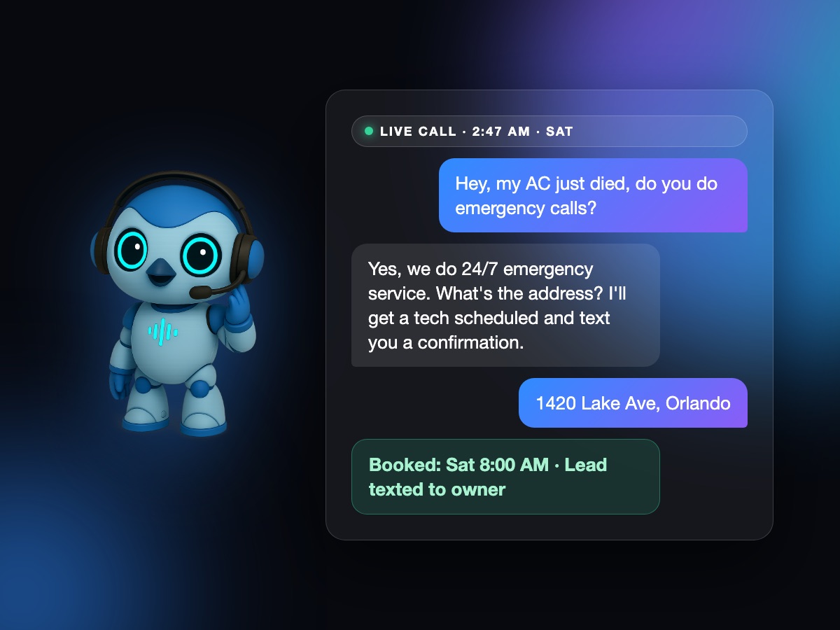 AI phone receptionist taking a customer call