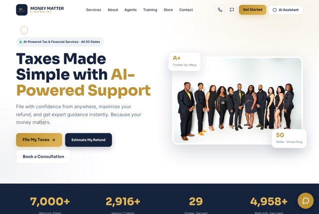 Screenshot of the Money Matter Financial website