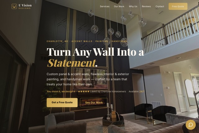 Screenshot of the U Vision Designs website