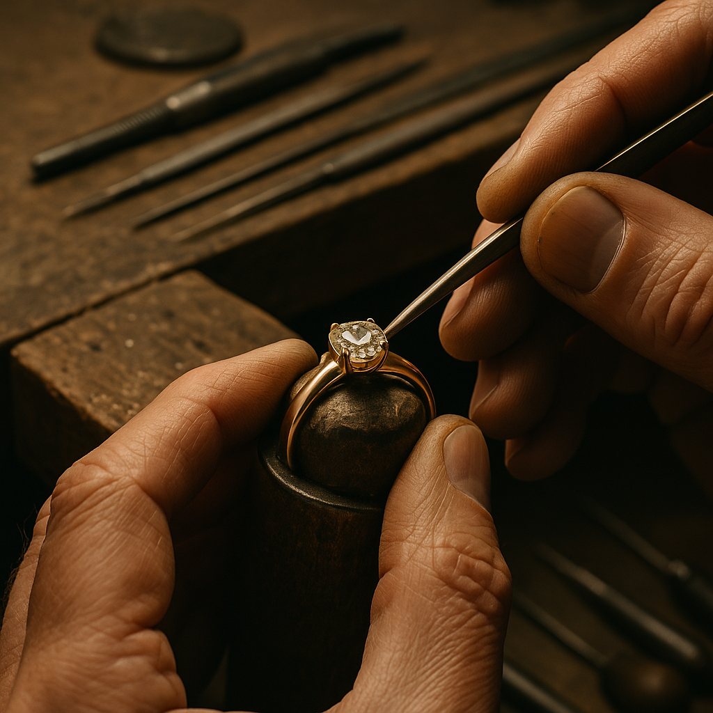 Master jeweler crafting a custom ring