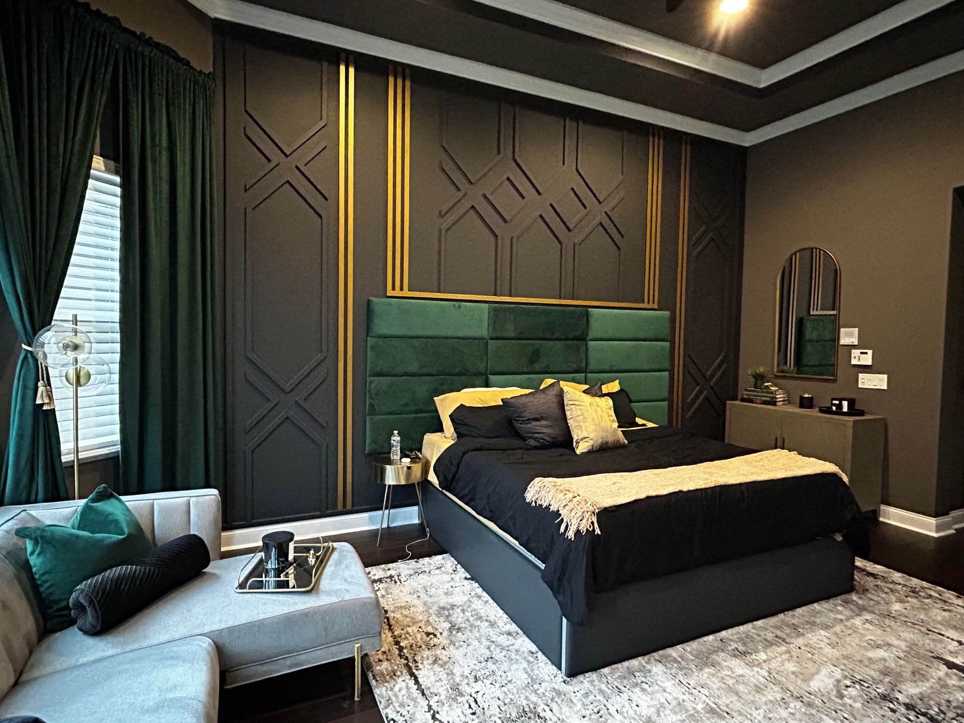 Navy bedroom accent wall